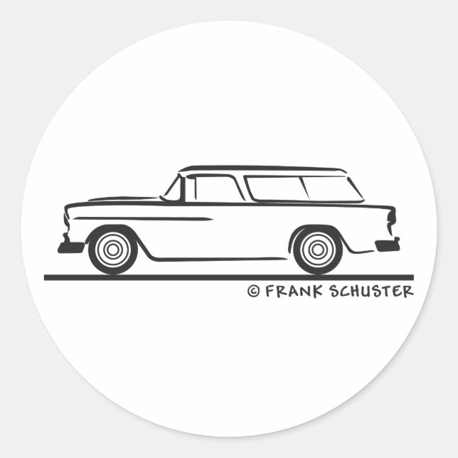 1955 Chevy Nomad Bel Air Runder Aufkleber (Vorderseite)