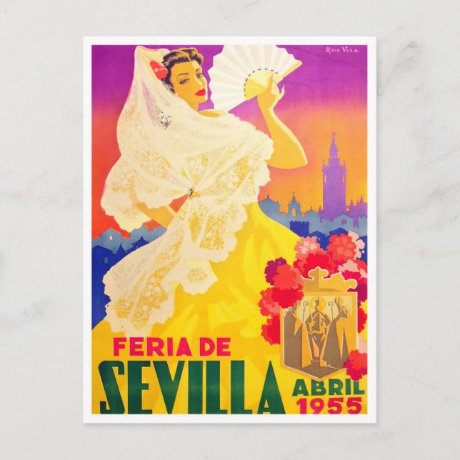 1955 Feria de Sevilla Postkarte (Vorderseite)