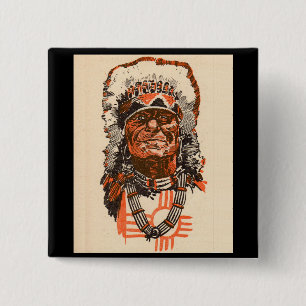 1955 indischer Chef aus Billy the Kid (UK) Comic Button