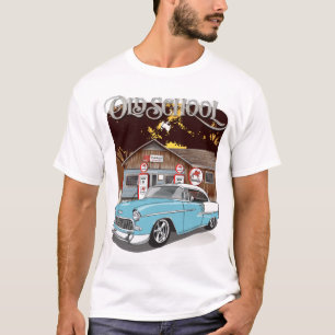 1955 Skyline Blue Chevy Bel Air Alte Schule gedruc T-Shirt
