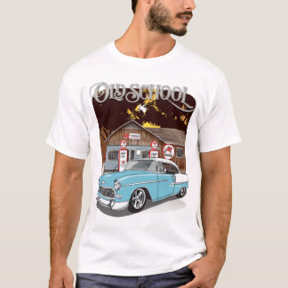 1955 Skyline Blue Chevy Bel Air Alte Schule gedruc T-Shirt