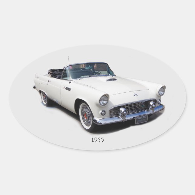 1955 weißer Oldtimeraufkleber Ovaler Aufkleber (Vorderseite)