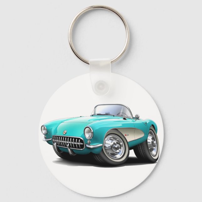 1956-57 Corvette Aqua Car Schlüsselanhänger (Vorderseite)