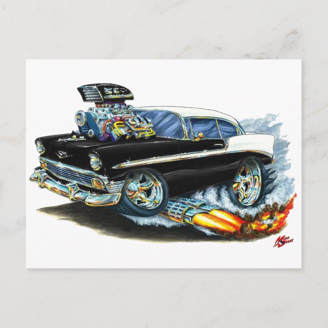 1956 Chevy 150-210 Black Car Postkarte (Vorderseite)