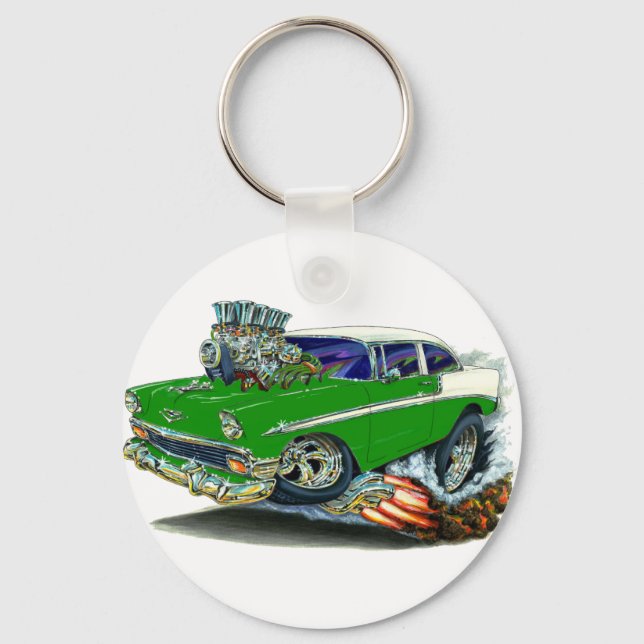 1956 Chevy Belair Green Car Schlüsselanhänger (Vorderseite)