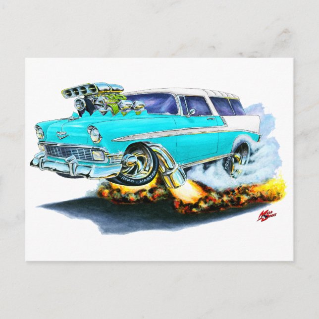 1956 Chevy Nomad Türkis Car Postkarte (Vorderseite)