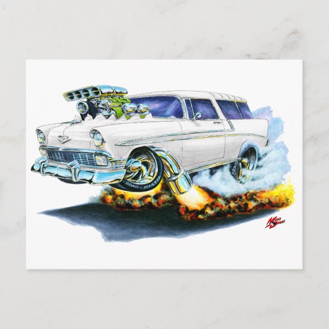 1956 Chevy Nomad White Car Postkarte (Vorderseite)