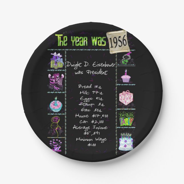 1956 Fun Facts Paper Plate Pappteller (Vorderseite)