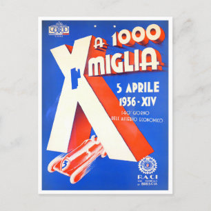 1956 Italien 1000 Meilen Großer Preis Postkarte