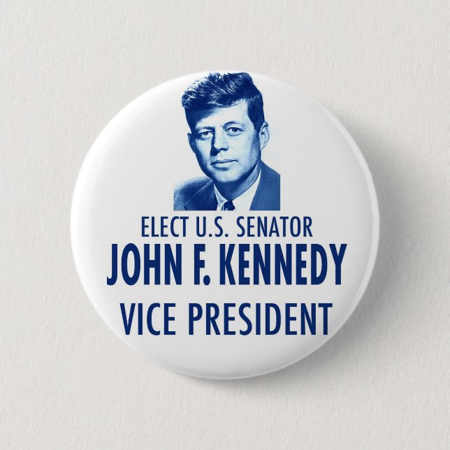 1956 JFK John F. Kennedy Kampagnen-Knopf Button (Vorderseite)