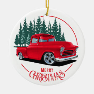 1956 Roter Lkw Weihnachten Keramik Ornament