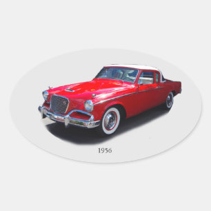 1956 Roter Oldtimeraufkleber Ovaler Aufkleber