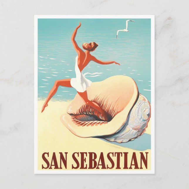 1956 San Sebastian Spanien Jahrgang Reise Postkarte (Vorderseite)