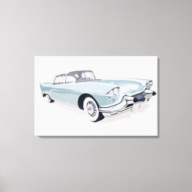 1957 Cadillac mit Silhouette des Fahrers im Innere Leinwanddruck (Vorderseite)