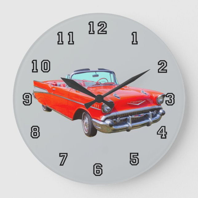 1957 Chevrolet Bel Air Cabrio Antiker Auto Große Wanduhr (Vorderseite)