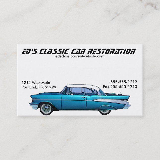 1957 Chevrolet Bel Air Classic Auto Visitenkarte (Vorderseite)