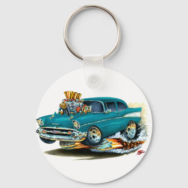 1957 Chevy 150-210 Aquamarin Car Schlüsselanhänger (Vorderseite)