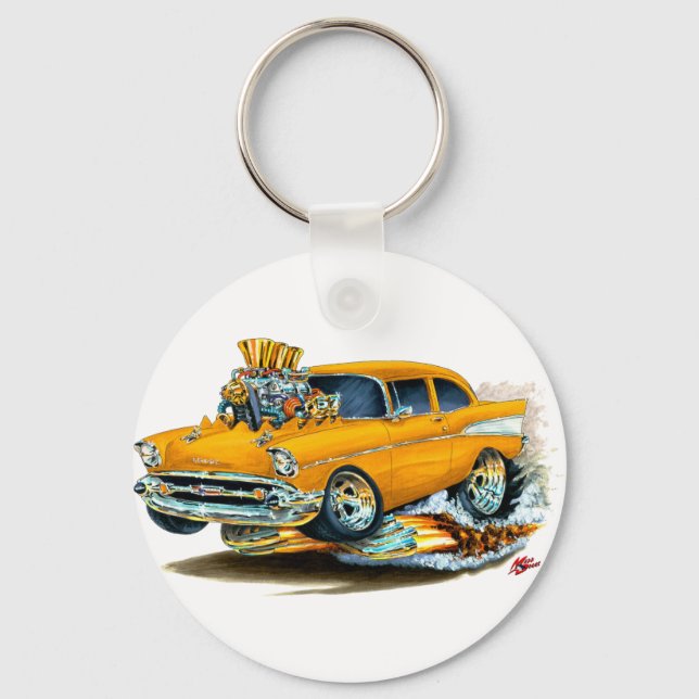 1957 Chevy 150-210 Orange Car Schlüsselanhänger (Vorderseite)
