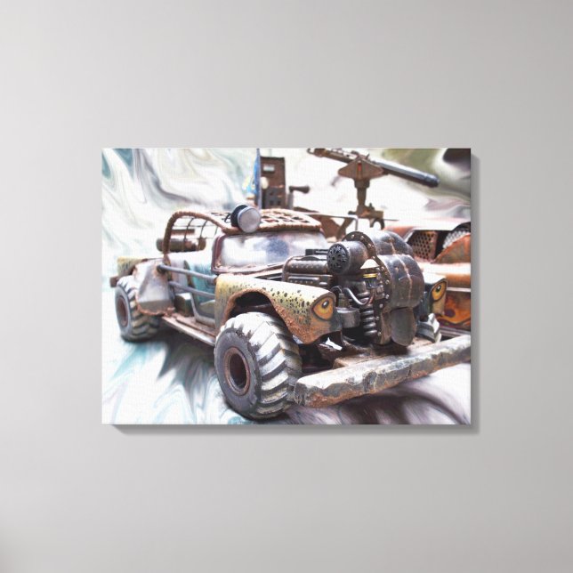 1957 Chevy Bel Air, Classic Apocalptic Rod Car Leinwanddruck (Vorderseite)