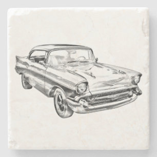 1957 Chevy Bel Air Classic Car Illustration Steinuntersetzer