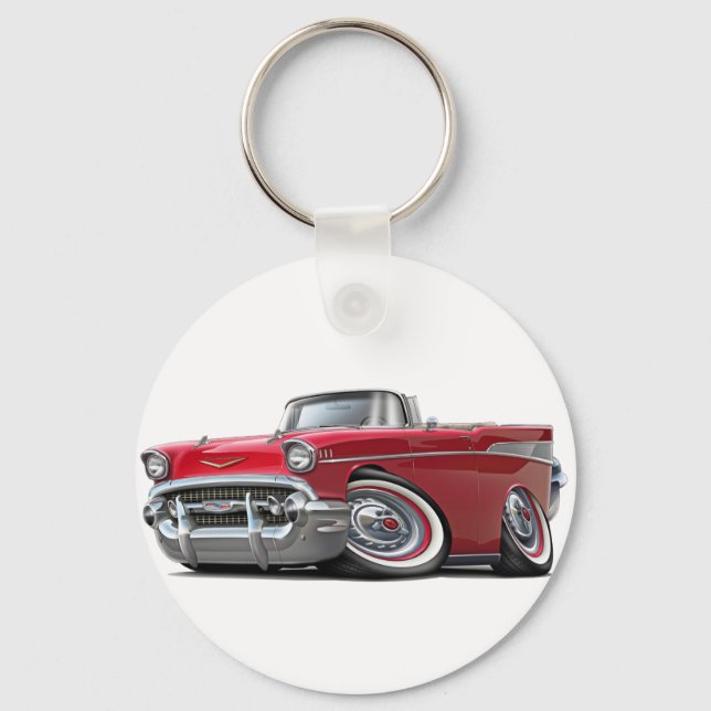 1957 Chevy Belair Red Convertible Schlüsselanhänger (Vorderseite)