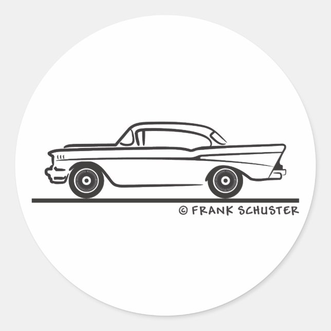 1957 Chevy Hardtop Coupe Runder Aufkleber (Vorderseite)