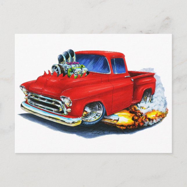 1957 Chevy Lieferwagen Red Postkarte (Vorderseite)