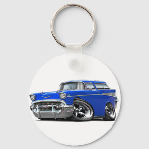 1957 Chevy Nomad Blue Frisierte Auto Schlüsselanhänger