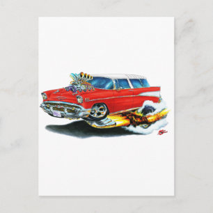 1957 Chevy Nomad Red Car Postkarte