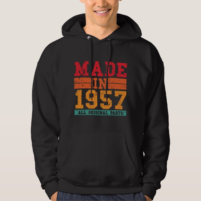 1957 Geburtstag Vintages Sprichwort Hoodie (Vorderseite)