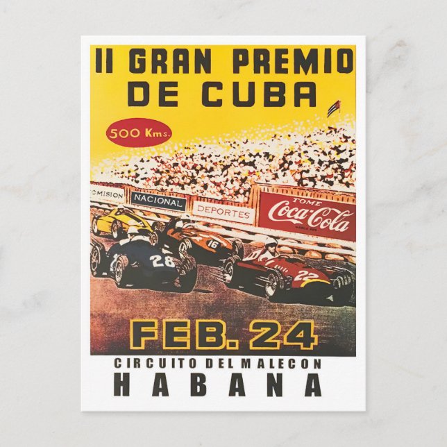 1957 Kuba Grand Prix Rennwagen Postkarte (Vorderseite)
