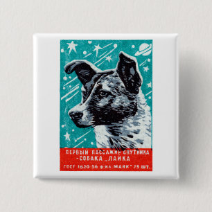 1957 Laika der Weltraumhund Button