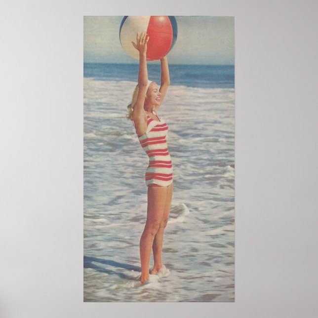 1958 Beach Pinup Girl Poster (Vorne)