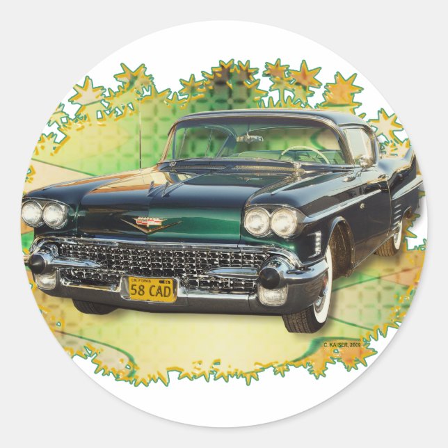1958 CADILLAC #2 RUNDER AUFKLEBER (Vorderseite)