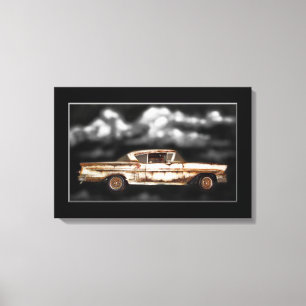 1958 Chevy Bel Air,Schrottplatz Auto,Klassiker,ros Leinwanddruck