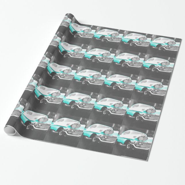 1958 chevy impala hellblau Klassiker Auto Geschenkpapier (Ungerollt)