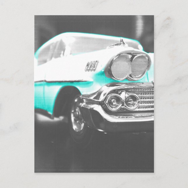 1958 chevy impala hellblau Klassiker Auto Postkarte (Vorderseite)
