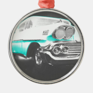 1958 chevy impala hellblau Klassiker Auto Silbernes Ornament