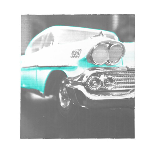 1958 Chevy Impala hellblauer Oldtimer Notizblock (Vorderseite)