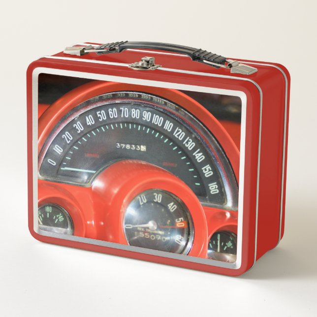 1958 Classic Sports Car Speedometer Metall Brotdose (Vorderseite)