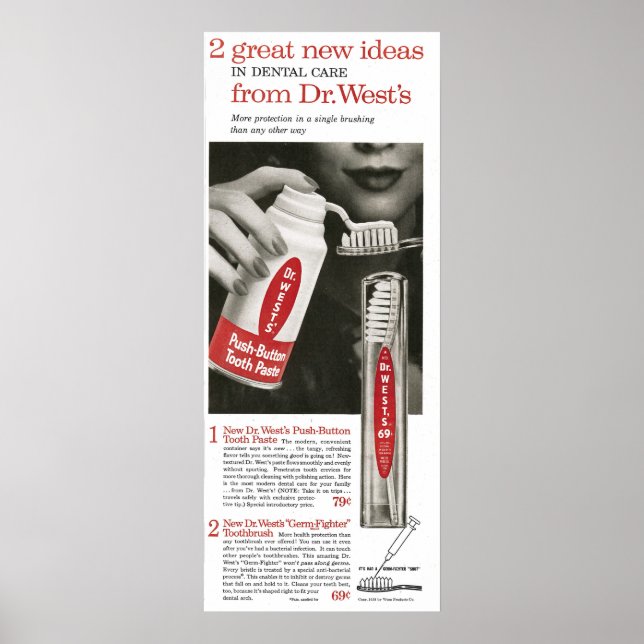 1958 Dr. West Zahnpasta Poster (Vorne)