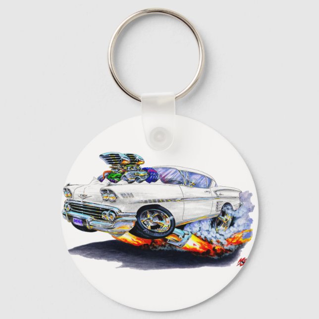 1958 Impala White Car Schlüsselanhänger (Vorderseite)