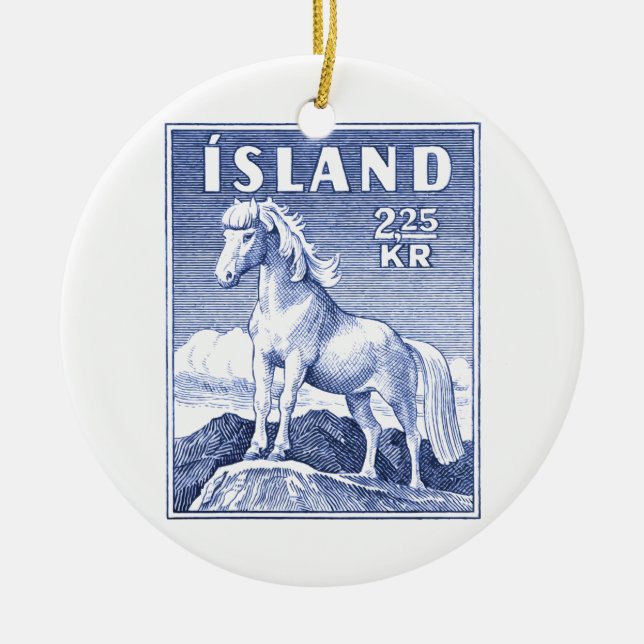1958 Isländische Pferdepferd-Briefmarke Keramikornament (Vorne)