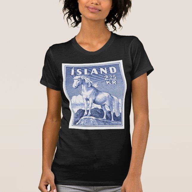 1958 Isländische Pferdepferd-Briefmarke T-Shirt (Vorderseite)