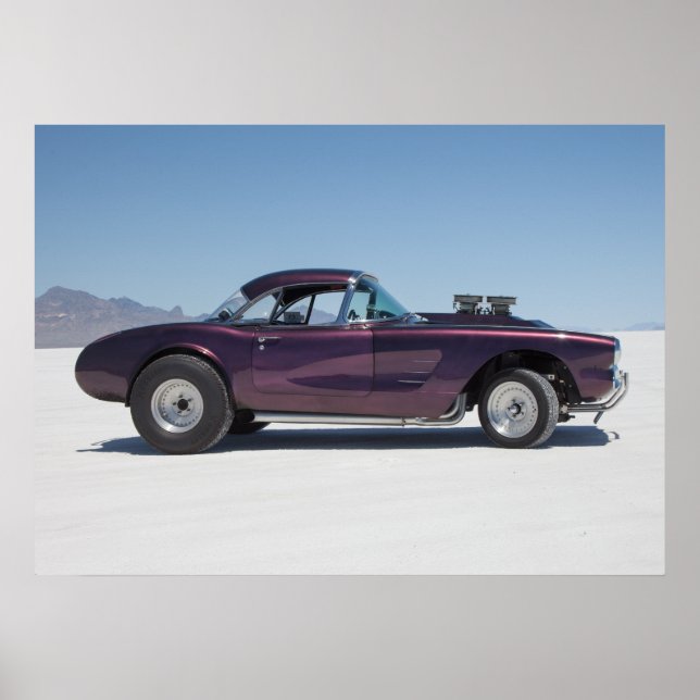 1958 Korvette Rennwagen auf den Salinen Poster (Vorne)