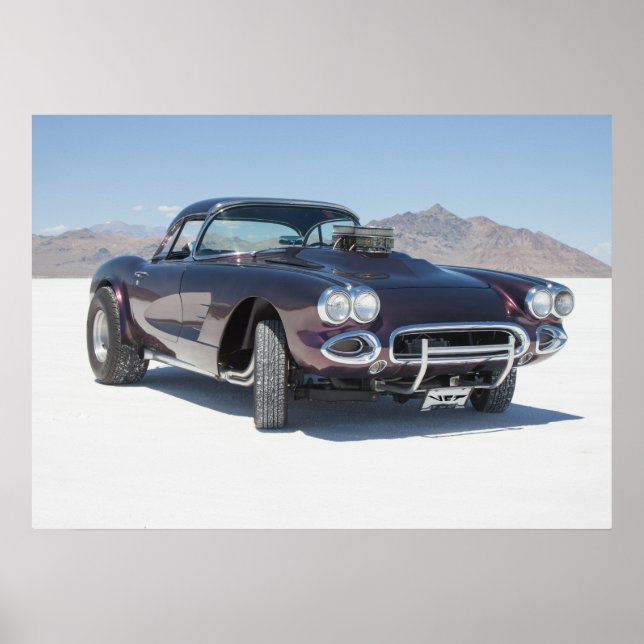 1958 Korvette Rennwagen auf den Salinen Poster (Vorne)