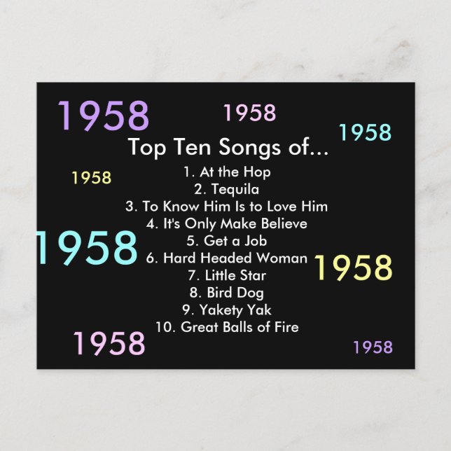 1958 Songs Postkarte (Vorderseite)