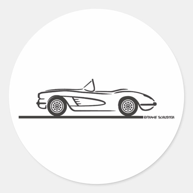 1959 1960 Chevrolet Corvette Runder Aufkleber (Vorderseite)