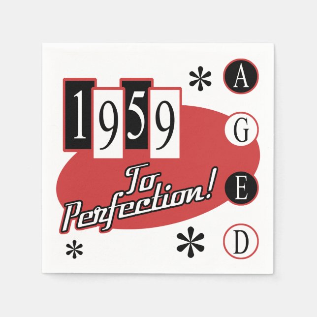 1959 60. Geburtstag Mitte Jahrhundert Serviette (Vorderseite)