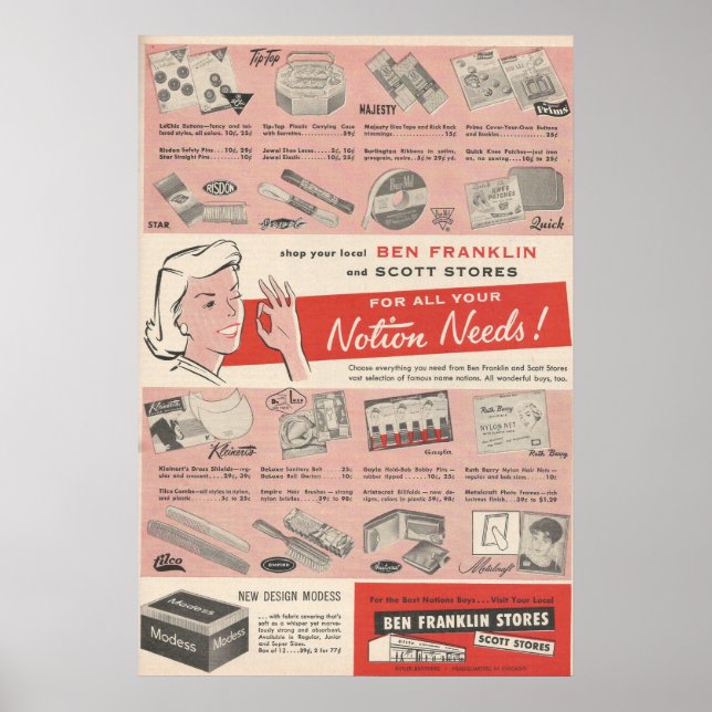 1959 Ben Franklin Ad Poster (Vorne)